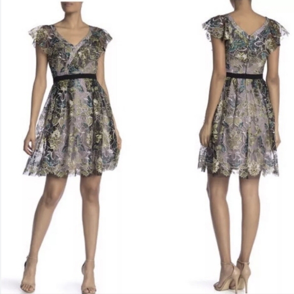 Donna Morgan Women's Enchanted Pink Floral Embroidery Mesh Whimsical Dress  Sz 6 - hulwithkids.com